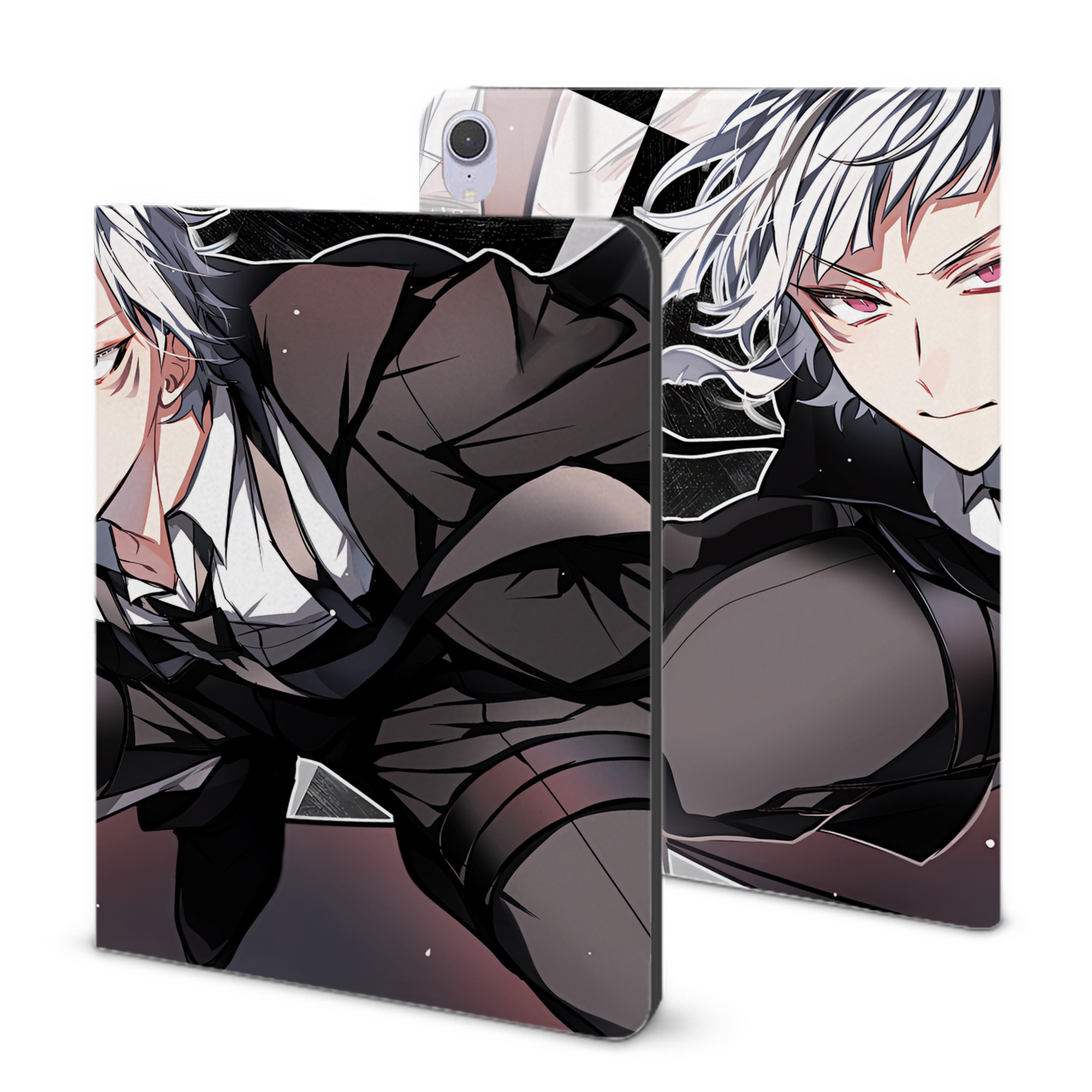 （画像用） 文豪ストレイドッグス Bungo Stray Dogs IPad ケース ブック型 PUレザー TPU 耐衝撃 軽量 薄型 ペン収納なし 全面保護 IPad 各モデル対応
